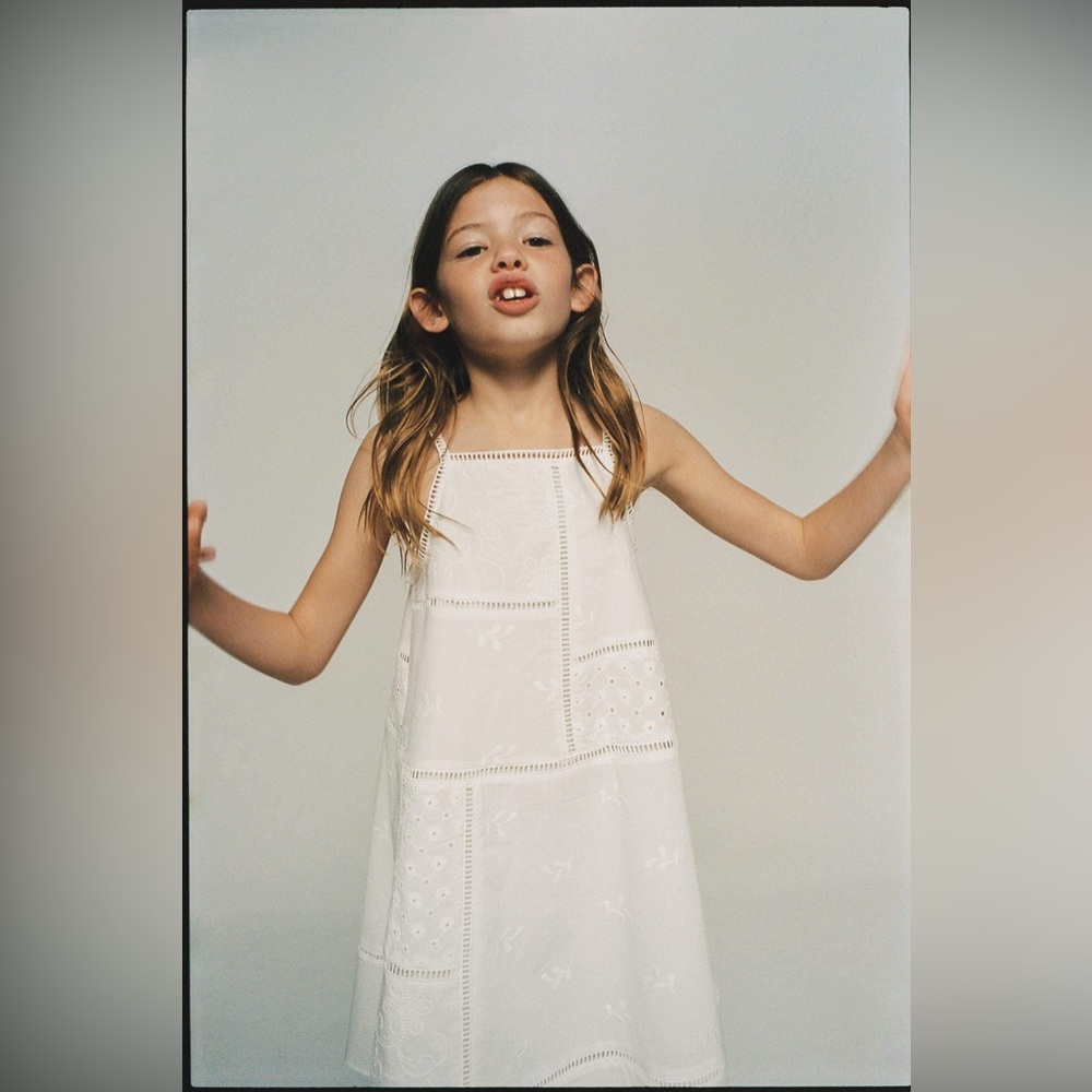 Zara Kids Embroidered Patchwork Dress - Picture 2 of 7